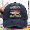 250 Years America Anniversary 250th Independence Day Washed Denim Baseball Cap HA75 897362