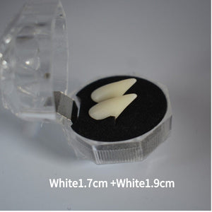 GeckoCustom 1 Pair Vampire Teeth Fangs Dentures Props Halloween Costume Props False Teeth Solid Glue Denture Adhesive Halloween Party Decor 2 pcs no glue