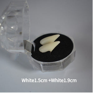 GeckoCustom 1 Pair Vampire Teeth Fangs Dentures Props Halloween Costume Props False Teeth Solid Glue Denture Adhesive Halloween Party Decor 2pcs no glue 3