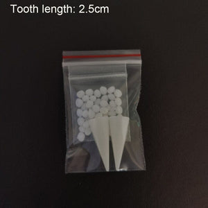 GeckoCustom 1 Pairs Halloween Teeth Fangs Dentures Props Party Costume DIY Cosplay Horror 5g Glue Friends Gifts Cosplay Witch False Fangs 2.5CM