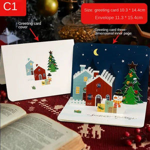 GeckoCustom 3D Santa Greeting Cards Folding Merry Christmas Best Wishes Card Xmas Gift for New Year Blessing Thank You Postcard Decoration C1