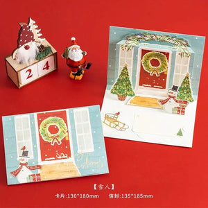 GeckoCustom 3D Santa Greeting Cards Folding Merry Christmas Best Wishes Card Xmas Gift for New Year Blessing Thank You Postcard Decoration D5