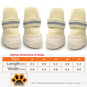 GeckoCustom 4pcs/set Pet Dog Shoes Reflective Waterproof Dog Boots Warm Snow Rain Pets Booties Anti-slip Socks Footwear For Medium Large Dog 1232-B / 1