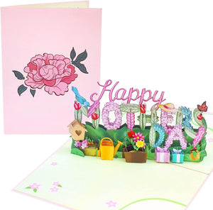 GeckoCustom Butterflies on Flowers Pop up Mother'S Day Card - 3D Anniversary, Valentine'S Day Card, Thank You, Happy Birthday - for Mom, for Wife, for Daughter, for Sister (width x height) 6 x 7.5 inches / Happy Mother'S Day
