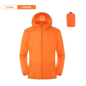 GeckoCustom Camping Rain Jacket Men Women Waterproof Sun Protection Clothing Fishing Hunting Clothes Quick Dry Skin Windbreaker With Pocket Unisex-Orange / S