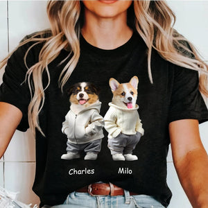 GeckoCustom Custom Face Cute Dog Dark Shirt Gift For Dog Lovers HA75 891810 Basic Tee / Black / S