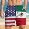 GeckoCustom Custom Face Photo American Mexican Flag Men's Beach Short K228 889196