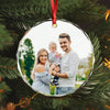 GeckoCustom Custom Family Picture Gift For Parents Couple Friends Christmas Glass Circle Ornament HO82 893042