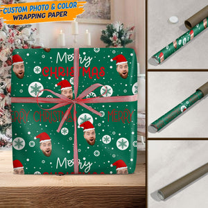GeckoCustom Custom Human Face Photo Merry Christmas Wrapping Papper HO82 895002