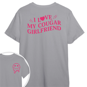 GeckoCustom Custom I Love My Cougar Girlfriend, Wife Shirt Valentine's Day, Anniversary Gift HA75 891818 Basic Tee / Sport Grey / S