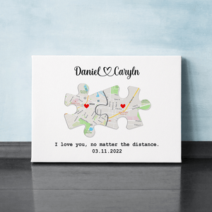 GeckoCustom Custom Map Puzzle Piece Canvas Picture Frame Couple Valentine Gift HA75 891792