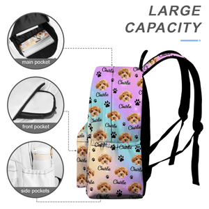 GeckoCustom Custom Pet Photo Backpack Gift For Dog Cat Lovers CH07 895202 11.8x5.9x16.5 in