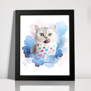 GeckoCustom Custom Pet Photo Watercolor Poster Canvas Picture Frame Personalized Gift For Dog Lovers Cat Lovers CH07 895192