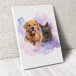 GeckoCustom Custom Pet Photo Watercolor Poster Canvas Picture Frame Personalized Gift For Dog Lovers Cat Lovers CH07 895192