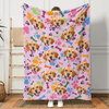 GeckoCustom Custom Pet Photo With Paw And Bones Pattern Blanket TA29 889928