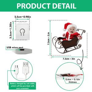 GeckoCustom Custom Photo Adorable Newborn Baby Personalized Babys Photo First Christmas Led Acrylic Ornament N304 HA75 891718 3 inches