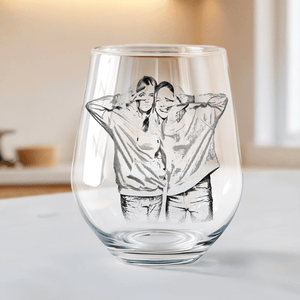 GeckoCustom Custom Photo Best Friends Bestie Sisters Stemless Wine Glass Unique Gift HO82 893416 14.5 oz