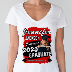 GeckoCustom Custom Photo Congrats 2024 Graduation Shirt TA29 890277 Women V-neck / V White / S