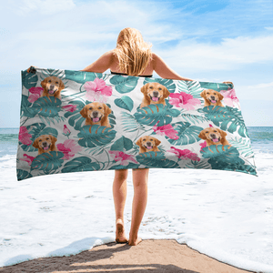 GeckoCustom Custom Photo Dog Beach Towel TA29 888429 30"x60"