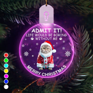GeckoCustom Custom Photo Life Would Be Boring Without Me Dog Cat Circle Led Acrylic Ornament HO82 893218 3 inches