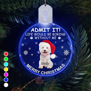 GeckoCustom Custom Photo Life Would Be Boring Without Me Dog Cat Circle Led Acrylic Ornament HO82 893218 3 inches