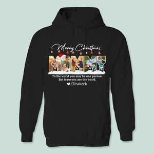 GeckoCustom Custom Photo Merry Christmas Mommy To My World Dark Shirt DA199 889904 Pullover Hoodie / Black Colour / S