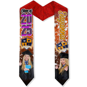 GeckoCustom Custom Photo With Grunge Graduation Stoles N369 890697 6x72 inch
