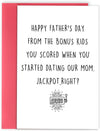 GeckoCustom Cute First Fathers Day Card for New Dad, Two-Sided 1St Fathers Day Gift from Baby Girl Boy, I Used to Live in Your Balls For Bonus Dad