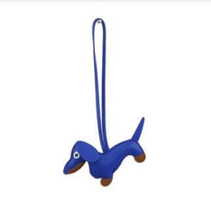 GeckoCustom Dachshund PU Leather Dog Keychains Blue