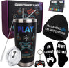 GeckoCustom Dad Gifts, 8PCS Fathers Day Gift Includes 20Oz Tumbler with Lid Straw Brush Socks Bracelet Key Chain Thanks Card Gift Box, Best Dad Ever Gifts from Daughter Son Kids for Christmas Birthday Gamer Gift