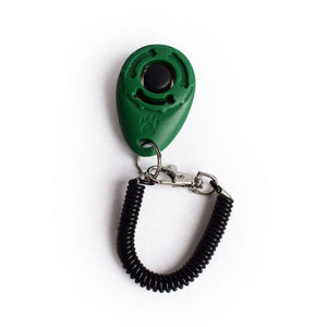 GeckoCustom Dog Training Clicker Pet Cat Plastic New Dogs Click Trainer Aid Tools Adjustable Wrist Strap Sound Key Chain Dog Supplies green