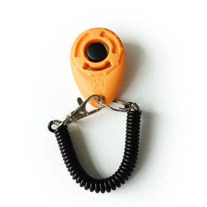 GeckoCustom Dog Training Clicker Pet Cat Plastic New Dogs Click Trainer Aid Tools Adjustable Wrist Strap Sound Key Chain Dog Supplies light orange