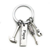 GeckoCustom Fashion Dad Letters Keychains Creative Hammer Screwdriver Wrench Keyring Handbag Decor Tassel Hanging Pendant Father's Day Gifts