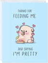GeckoCustom Fathers Day Card for Dad Birthday, Anniversary Husband Him Grandpa Grandfather Stepdad Stepfather, Birthday Thank You Kawaii Greeting Card (Thanks for Feeding Me ...) Thanks For Feeding Me ...