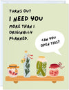 GeckoCustom Fathers Day Card for Dad Birthday, Anniversary Husband Him Grandpa Grandfather Stepdad Stepfather, Birthday Thank You Kawaii Greeting Card (Thanks for Feeding Me ...) Need You More Than Planned - Jar Open