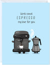 GeckoCustom Fathers Day Card for Dad Birthday, Anniversary Husband Him Grandpa Grandfather Stepdad Stepfather, Birthday Thank You Kawaii Greeting Card (Thanks for Feeding Me ...) Espresso My Love