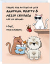 GeckoCustom Fathers Day Card for Dad Birthday, Anniversary Husband Him Grandpa Grandfather Stepdad Stepfather, Birthday Thank You Kawaii Greeting Card (Thanks for Feeding Me ...) Like My Siblings