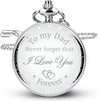 GeckoCustom Fathers Day Dad Gifts from Daughter Son, Birthday Gifts for Dad Grandpa Husband Step Dad Personalized Pocket Watch with Chain Silver