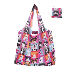 GeckoCustom Foldable Shopping Bag Reusable Travel Grocery Bag Eco-Friendly Cartoon Cat Dog Cactus Lemon Printing Tote Bag 5