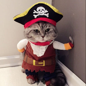 GeckoCustom Funny Cat Clothes Pirate Suit Clothes For Cat Dog Costume Clothing Corsair Halloween Clothes Dressing Up Cat Party Costume Suit
