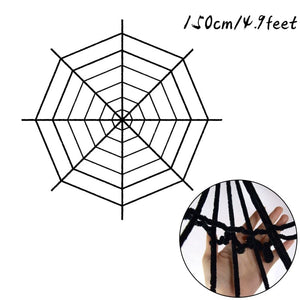 GeckoCustom Giant Spider Web Scary Props Horror Halloween Party Decorations 150cm black web