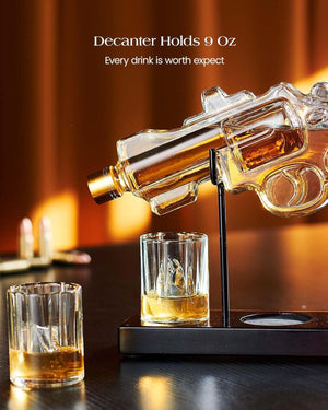 GeckoCustom Gifts for Men Dad, 9 Oz Whiskey Gun Decanter Set with Glasses, Unique Dad Birthday Gift Ideas from Daughter Son, Retirement Bar Stuff Gift for Father Him Brother,Cool Dispenser for Liquor Vodka