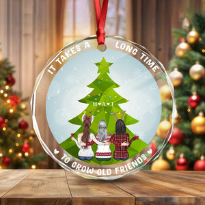 GeckoCustom Grow An Old Friend For Besties Glass Circle Ornament Personalized Gift HO82 893002