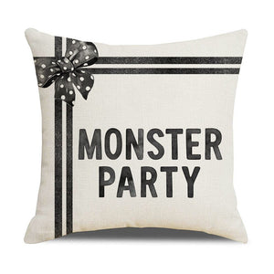 GeckoCustom Halloween Decorations Cushion Cover 45cm Linen Pillow Cover Funny Pumpkin Candy Cobweb Printed Pillow Case Home Decor Pillowcase 3 / 45x45cm