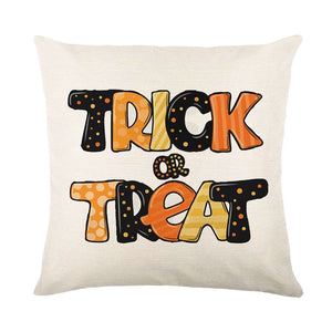 GeckoCustom Halloween Decorations Cushion Cover 45cm Linen Pillow Cover Funny Pumpkin Candy Cobweb Printed Pillow Case Home Decor Pillowcase 18 / 45x45cm