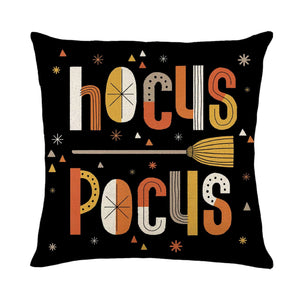 GeckoCustom Halloween Decorations Cushion Cover 45cm Linen Pillow Cover Funny Pumpkin Candy Cobweb Printed Pillow Case Home Decor Pillowcase 23 / 45x45cm