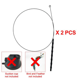 GeckoCustom Handfree Bird/Feather Cat Wand with Bell Powerful Suction Cup Interactive Toys for Cats Kitten Hunting Exercise Pet Products Stick only X 2PCS