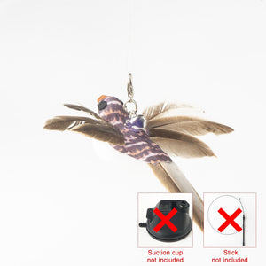 GeckoCustom Handfree Bird/Feather Cat Wand with Bell Powerful Suction Cup Interactive Toys for Cats Kitten Hunting Exercise Pet Products Replacement 10 Only