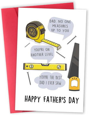 GeckoCustom Happy Father'S Day Card for Dog Dad, Funny Dog Dad Gifts for Men Him, Best Dog Dad Card, Gifts from Dog, Lovely Dog Dad Father'S Day Card from Son Daughter Tape Measure