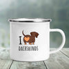 GeckoCustom I Love Dachshunds Printed Enamel Mug Creative Glass Coffee Drinks Dessert Milk Cup Glass Vintage Heatable Handle Drinkware Gifts XH199-A015WH-8 / 360ML